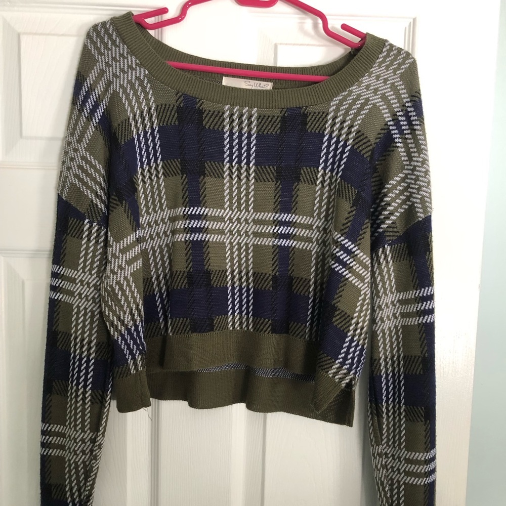 Plaid crop sweater